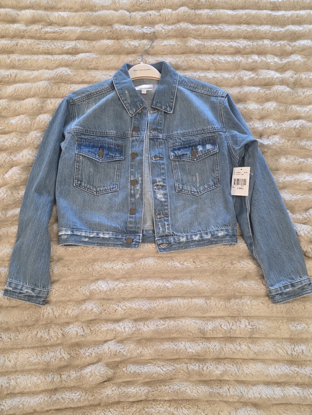 Nwt Kut From The Kloth Distressed Light Blue Button Up Denim Jacket